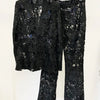HIGH STREET Newest 2026 Designer Runway Suit Set Women's Single Button Guipure Lace Sequined Blazer Pants Suit