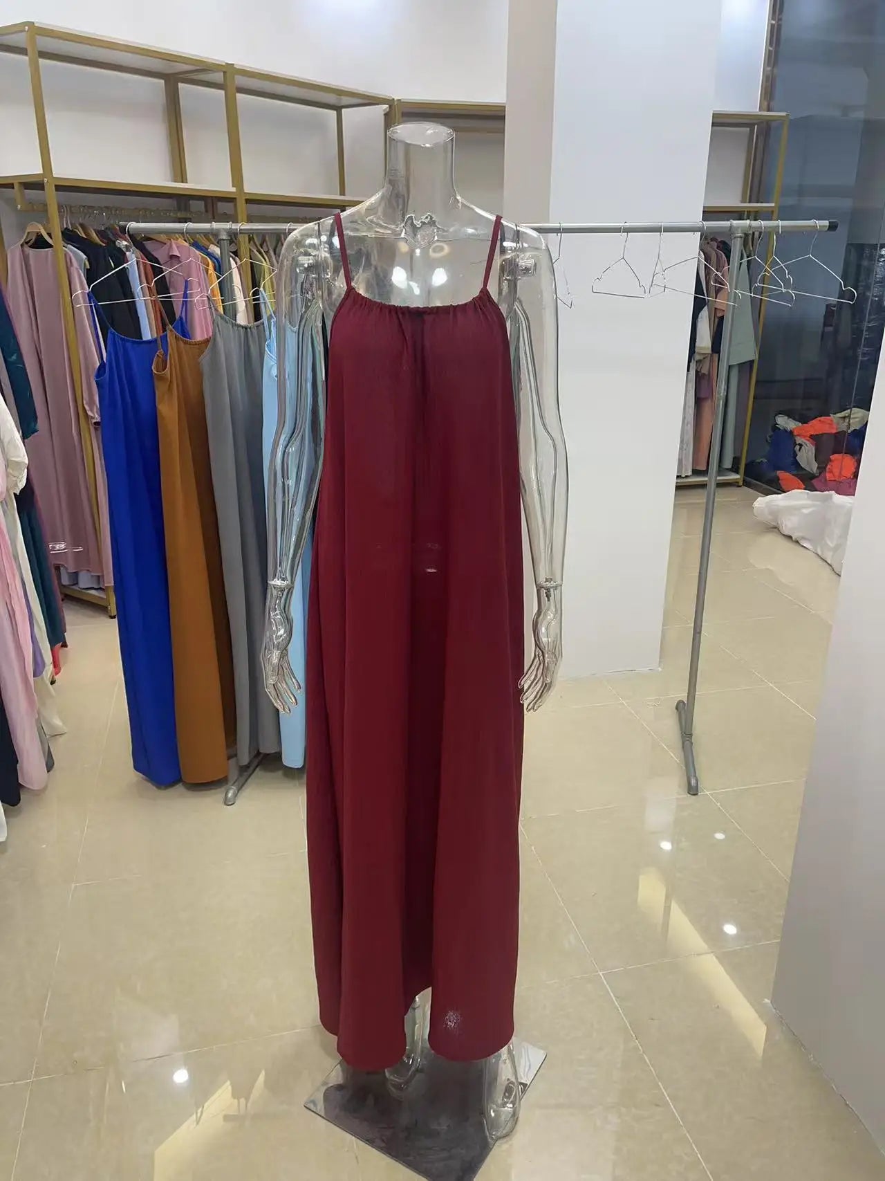 New Arrival Women's Strapless Backless Long Loose Home Dress Comfortable Sleepwear Casual Maxi Dress