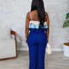CM.YAYA Fashion Party Women's Set Patchwork Cascading Ruffles Strap Crop Top and Wide Leg Suit 2025 Chic Two 2 Piece Sets Outfit