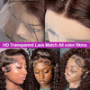 300 Density Chocolate Brown Deep Wave Lace Front Human Hair Wig 40Inch Color Hd Lace Frontal Wig For Women 13x6 Water Curly Wigs