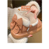 Bow Knot Short Ankle Snow Boots Women Winter Plush And Thick Insulation Waterproof PU Cotton Household Shoes Home Slipper Women