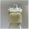 Sexy Lingerie Women Fashion Handmade Beaded Body Jewelry Bikini Large Pearl Suspender Vest Chest Chain Party Catwalk