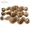 Piano Color P4/613 Highlighted Hair Bundles With Closure Remy Body Wave Ombre Ash Blonde Human Hair Weave With Highlights