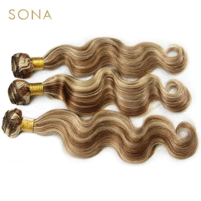 Piano Color P4/613 Highlighted Hair Bundles With Closure Remy Body Wave Ombre Ash Blonde Human Hair Weave With Highlights