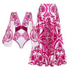 Flaxmaker Long Sleeves Majolica Series Pattern Print One Piece Swimsuit Biquini Beachwear Women Sexy Bikini Sets Swimsuit