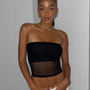 Mesh Corset Black Crop Top Women Patchwork Tube Top Sexy Sleeveless Off Shoulder Cami Summer Streetwear Slim Strapless Tank Tops