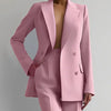 Pant Suits Women Blazer Double Breasted Blazers Ankle Length Pencil Pants Two Pieces Solid Office Lady Summer Slim Fit 2025
