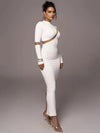 Articat-Women's Split Long Sleeve Midi Dress, Sexy Hollow Out, Split, Irregular, Irregular, Party, Club, Evening
