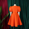 Elegant Party Dress for Woman 2024 Modern O Neck Short Sleeve High Waisted A Line Mid Calf Luxury Birthday Dinner Vestidos Mujer