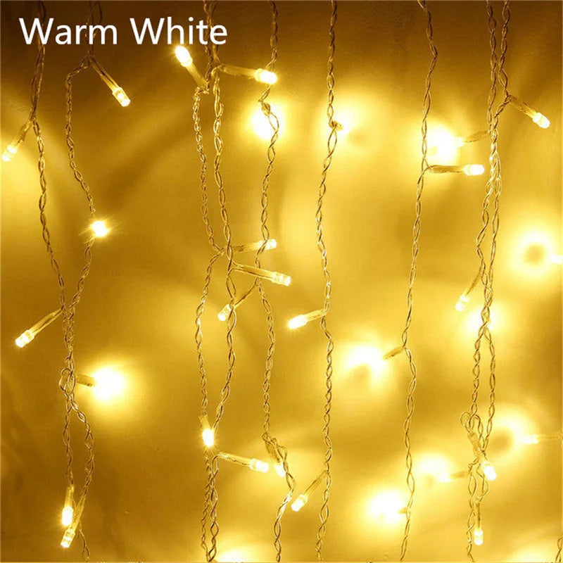 Weihnachtslichterketten Wasserfall Außendekoration 5M Abhänge 0,4-0,6m Led Lichtervorhang Lichterketten Partygarten Traufendekoration
