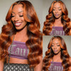 100% Human Hair 4/350 Highlight Ombre Body Wave 13x6 Lace Front Wig Ginger Orange Brown Colored Water Wave 13x4 Lace Frontal Wig