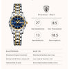 POEDAGAR Luxuriöse Damen-Kleideruhr, leuchtend, wasserdicht, Wochen- und Datumsanzeige, Damenarmbanduhr, Edelstahl-Damenquarzuhr reloj+box