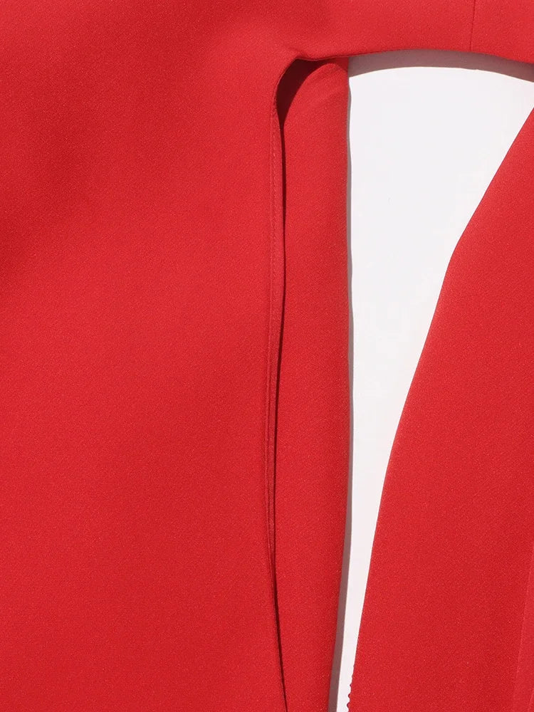 TWOTWINSTYLE Solider Blazer mit Aushöhlungen für Damen, Schalkragen, Langarm-Tunika, gespleißter Knopf, Temperament-Blazer Weiblich KJA501707