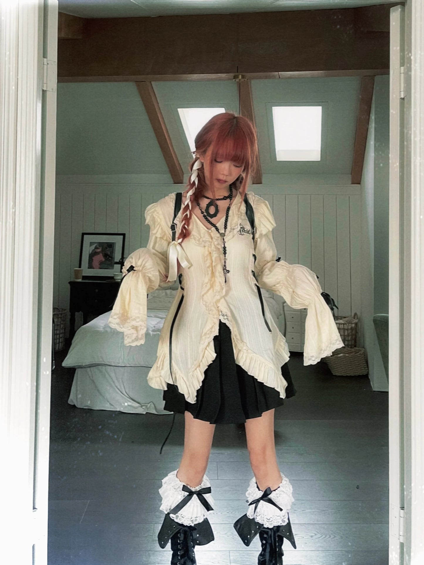 Karrram Y2k Ästhetik Spitze Hemd Grunge Gothic Unregelmäßige Blusen Fee Harajuku Bandage Hemd Vintage Lolita Kleidung Mall Goth