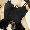 SINGREINY Summer Irregular Sexy Camisole French Style Sleeveless Sheath Camis 2025 Women Lace Spliced Solid Streetwear Camis