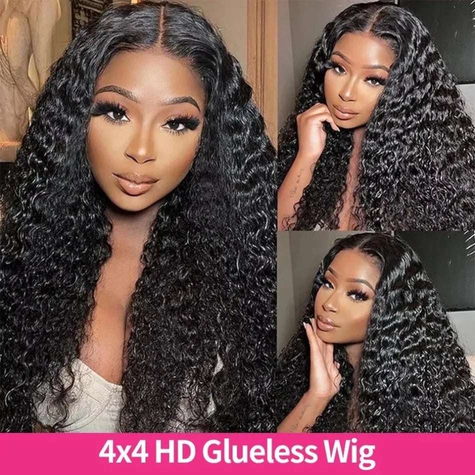40 Inch Curly Lace Front Wig Water Wave 13X6 Hd Lace Frontal Wig Deep Wave Human Hair Wig 250 Density Preplucked Brazilian Hair