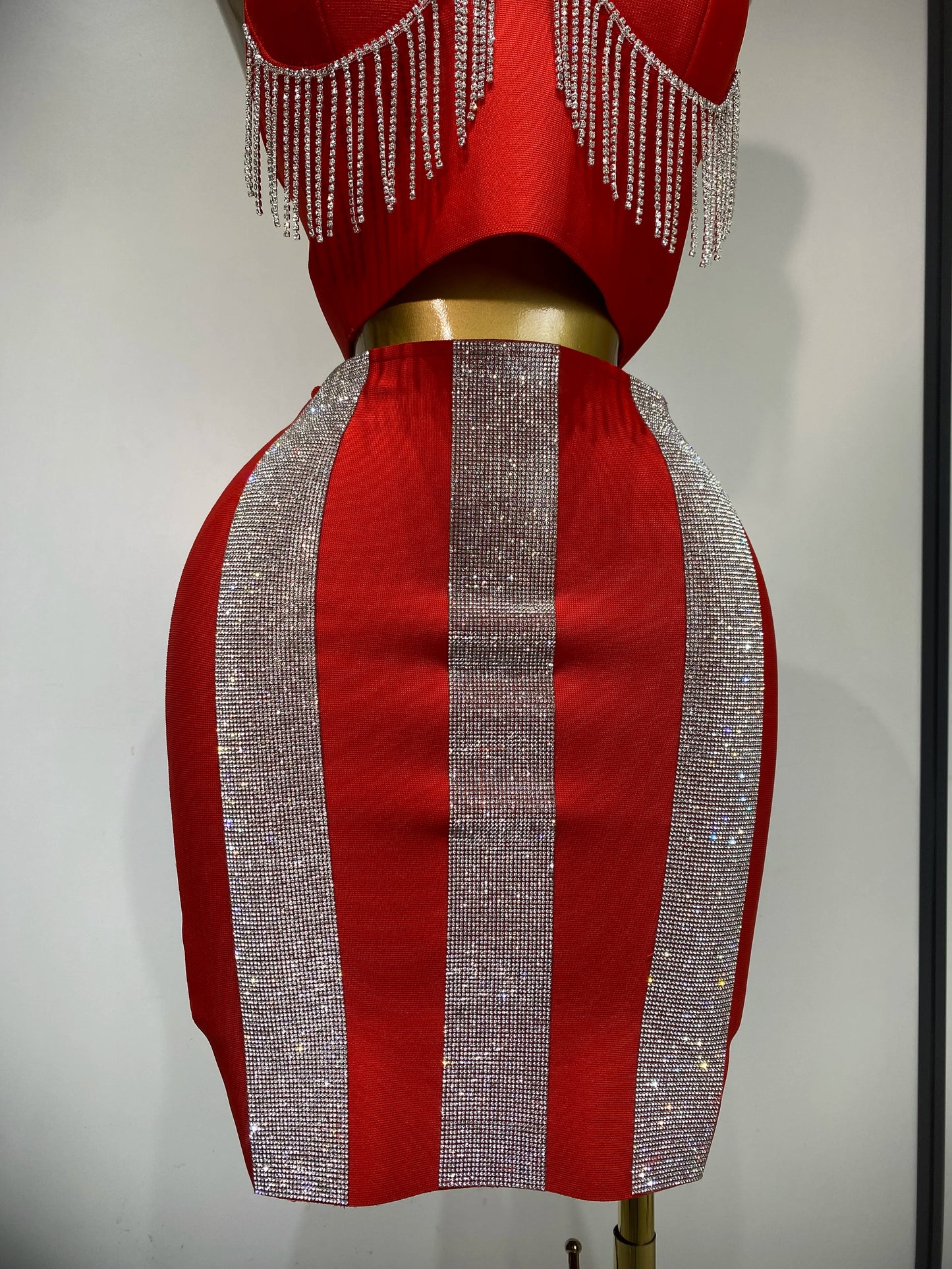 Women Sexy Sling Backless Tassels Bandage Skirt Two Piece Set 2025 Knitted Celebrity Elegant Evening Luxury Birthday Dresses