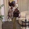 CM.YAYA Women Tie Dye Print Cascading Ruffles Bell Long Sleeve Bodycon Ruched Draped V-neck Dress Vacation Beach Holiday Dresses