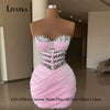 LIVANKA  Fashionable Sheath Homecoming Dresses For Women Pearls Pleat Ruched Satin Vestidos De Festa Customized Plus Size