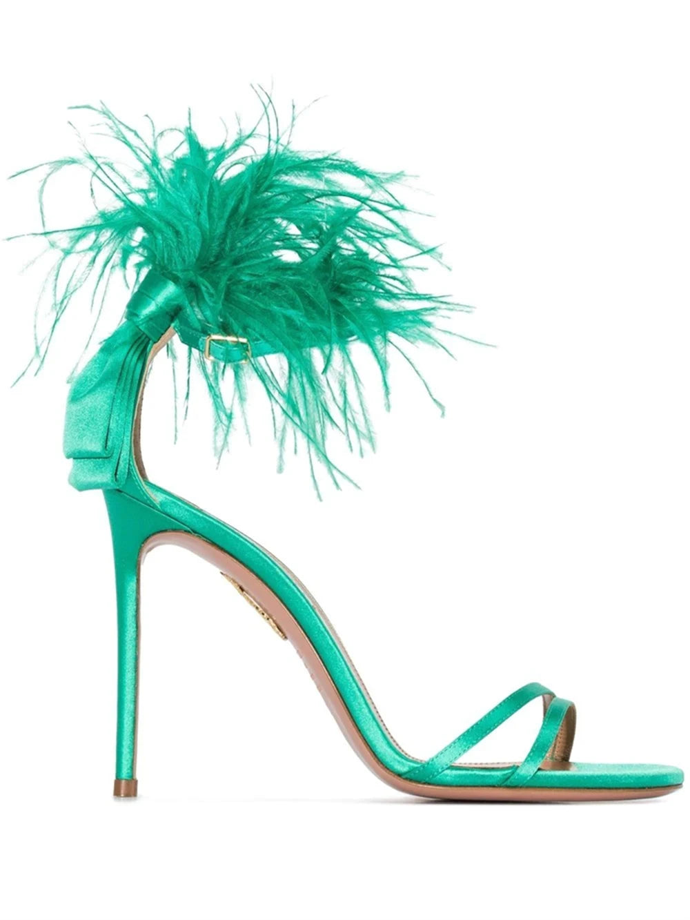 Summer new feather flower silk ribbon sexy open-toe sandals thin high-heeled banquet dress fashionable large-size women's shoes