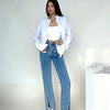 Zadily 2025 Summer Korean Style Long Sleeve White Shirt Women Sexy Button Ladies Crop Tops Blouse Street New In Female Clothing