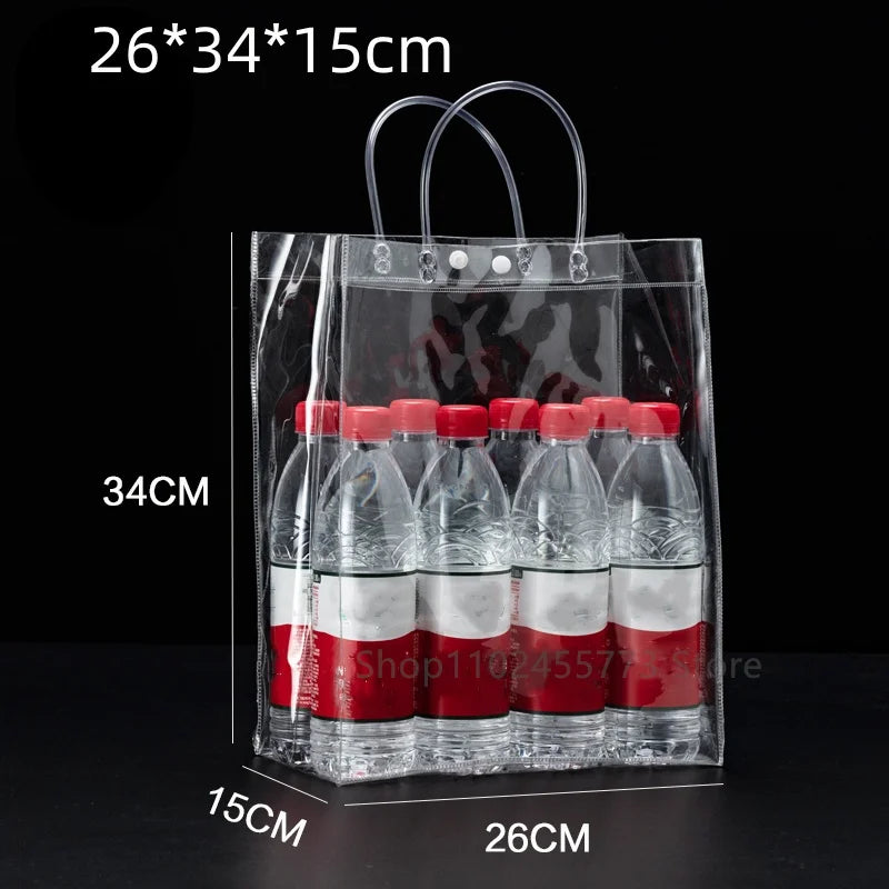 10/20pcs/lot Transparent Soft PVC Gift Tote Packaging Bags with Hand Loop Clear Plastic Handbag Cosmetic Bag