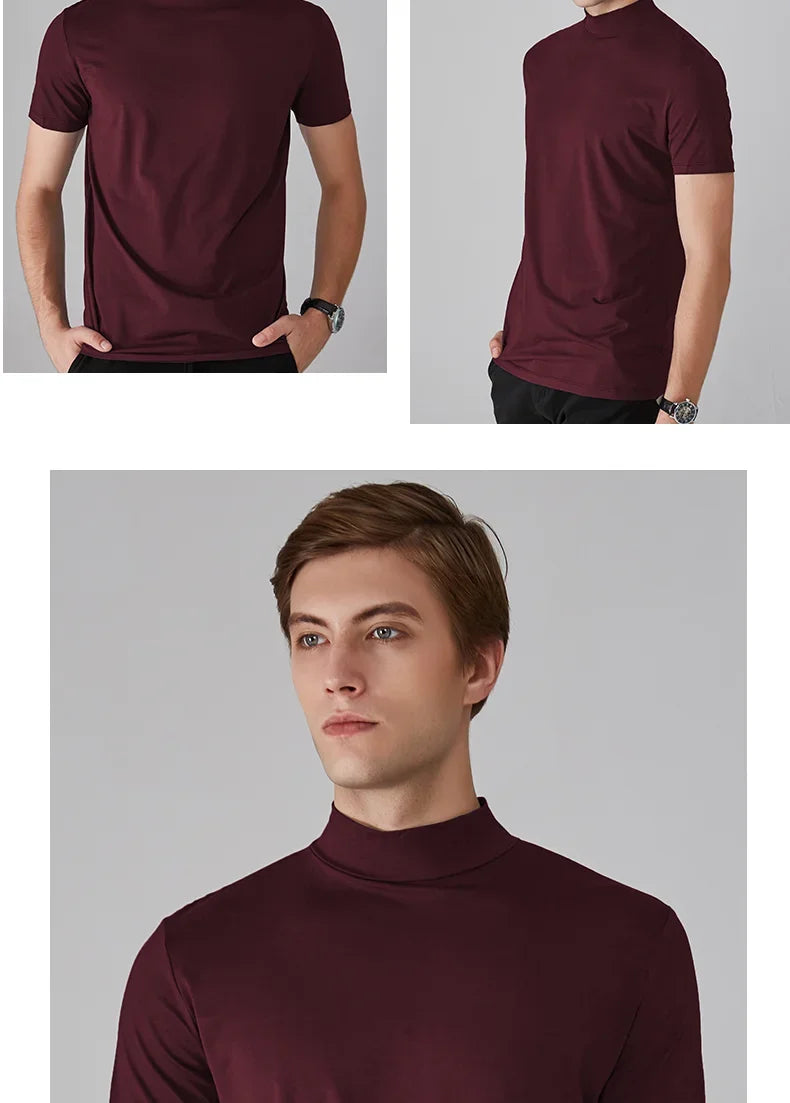 Long Sleeve T-shirt Thermal Underwear Tops Men Winter Clothes Thermal Shirt Autumn Men's Winter Tights High Neck Thin Slim Fit