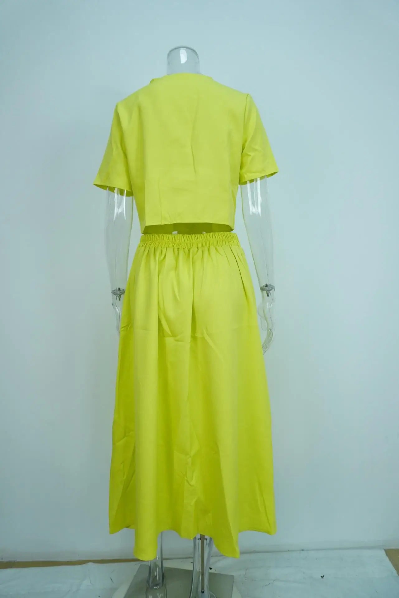 Office Elegant Crop Shirt Skirt Two Piece Sets Women Fashion Short Sleeve Button Shirts Outfits Spring Summer Dress Casual Suit