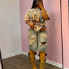 Europe America Summer New High-waisted Loose, Vintage, Ripped Denim Mid-length Straight-leg Wide-leg Pants. Casual Denim Shorts