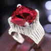 Huitan Hyperbole Red Cubic Zirconia Women Rings for Party New 2023 Gorgeous Lady's Accessories Anniversary Gift Fashion Jewelry
