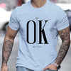 Men's 100 Cotton Summer Loose Fit   OK Printed T-shirt Tops Cool Design Street Short Sleeve Top Tee Cotton Clothing