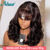 Newa Hair Human Hair HD Lace Wig With Bangs 5x5/7x5 HD Lace Closure Wig Natural Black Glueless Wigs Pre Plucked HD WIG For Women
