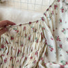 2024 Neues Sommer Blumenmuster Maxikleid Damen Vintage Eckiger Ausschnitt Geraffte Brust Schärpe Bandage Sommerkleid Partykleid