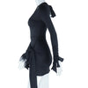 Elegant Black White Bodycon Dresses for Woman Long Sleeve Hollow Out Lace-Up Backless Bandage Party Dress Club Vestido Branco