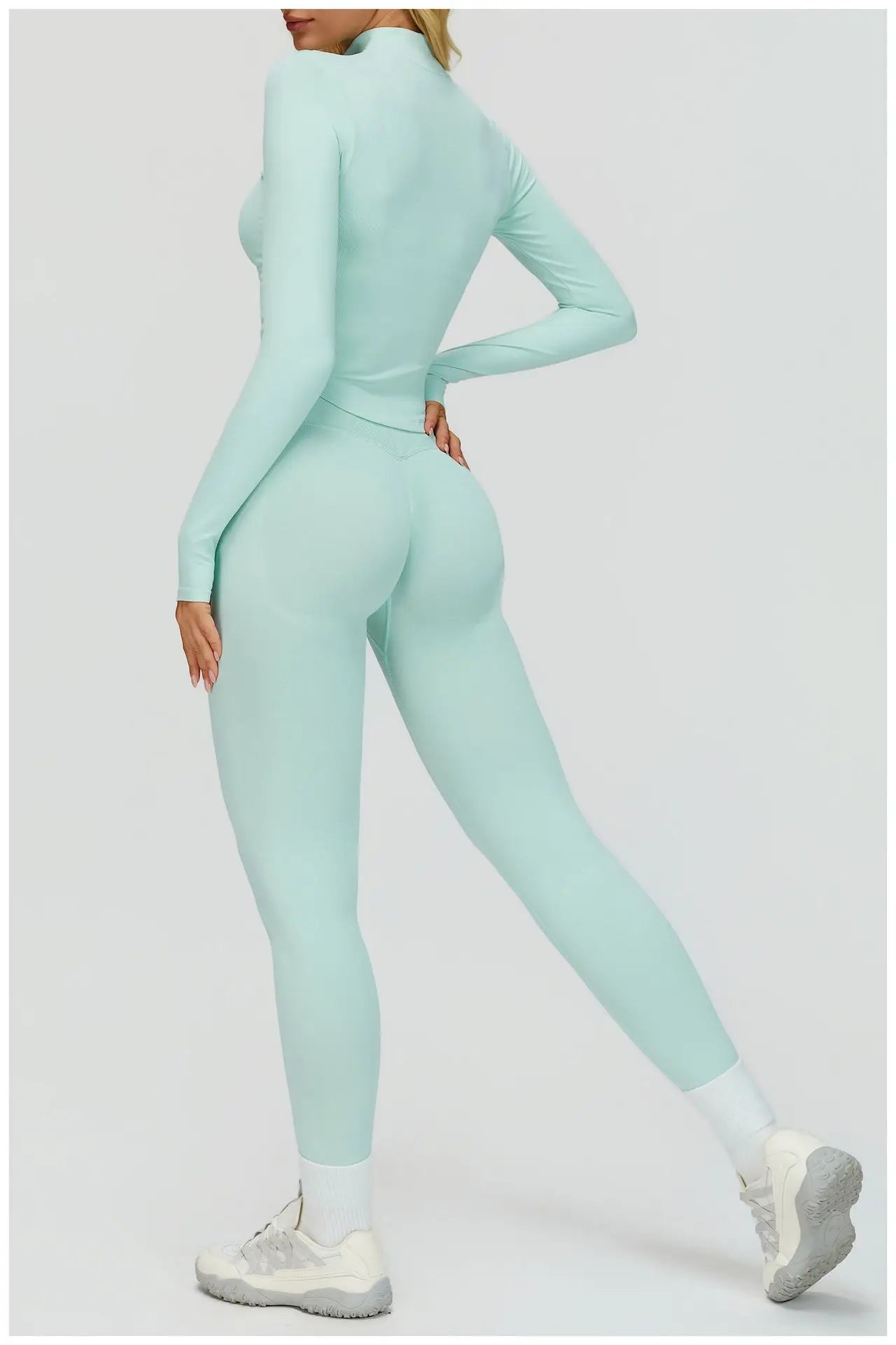 SWELTERING 2/3PCS Seamless Yoga Set Gym Clothes Sportswear Fitness Suits Women Workout Bra Crop Top Long Sleeve Sports Suits