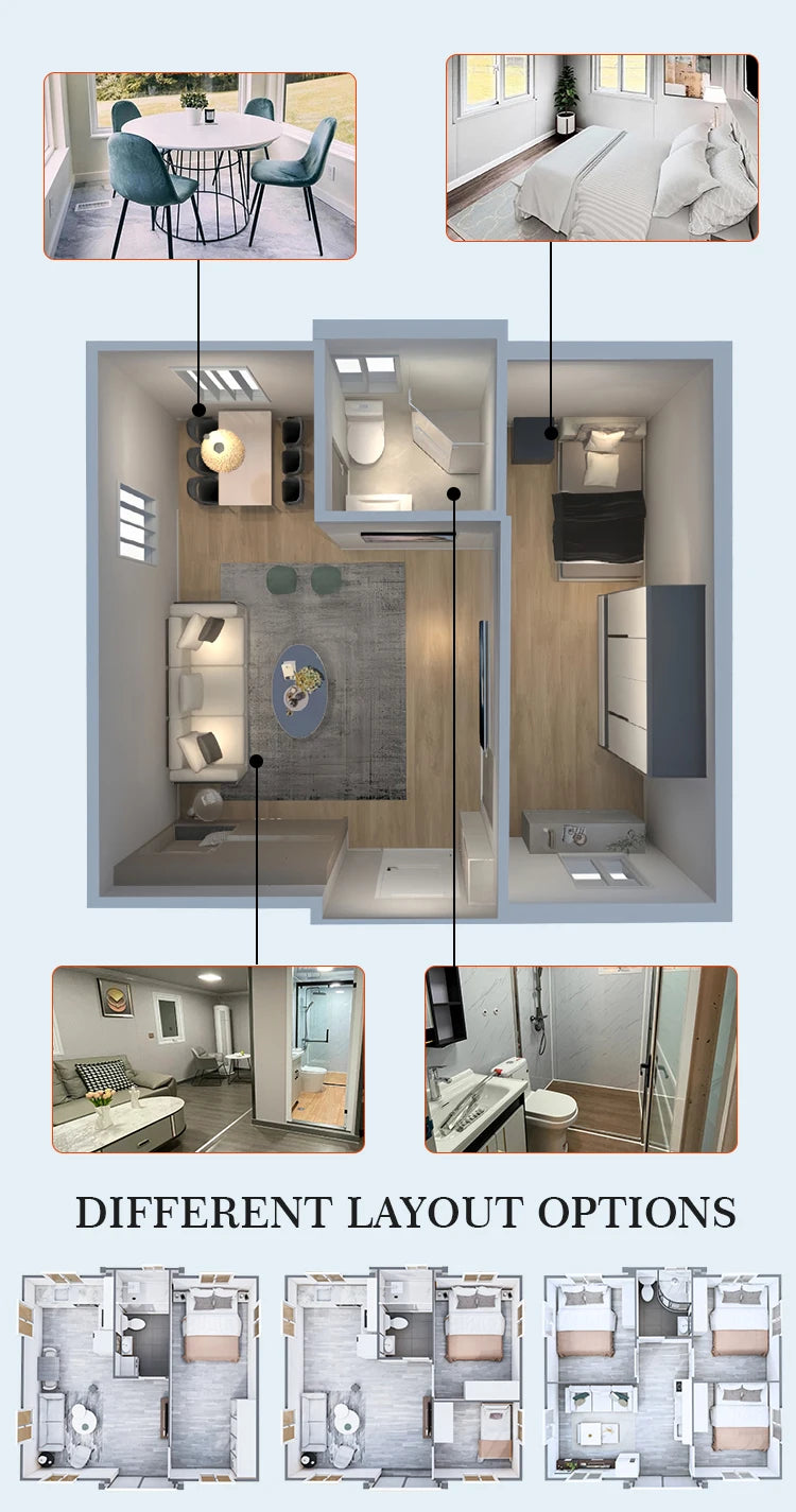 Modern Design Luxury Shipping Container House 20ft  Tiny Homes Prefab Houses Modular Prefabricated Mobile Home 3 Bedroom Price