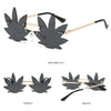 Novel Rimless Maple Leaf Shape Metal Sunglasses for Women Party Decorative Sun Glasses Men Unique Street Catwalk Prom Eyewear