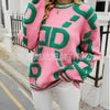 Knitted Sweaters Women 2023 Spring/Autumn Round neck Letter  Embroidery Pullovers Top Temperament casual warm Tee contrast color