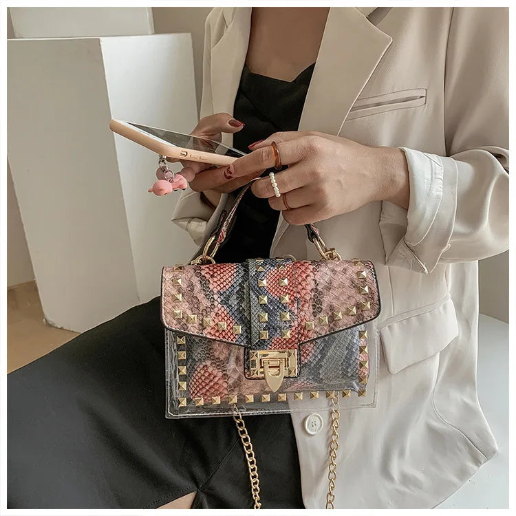 Marke Frauen Nieten Graffiti Umhängetaschen Mode Schultertasche für Damen Weibliche Luxus Designer Handtaschen 2023 Hohe Qualität