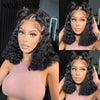 Deep Curly Short Bob Wig Human Hair 180 Density 13x4 Lace Front Wigs for Women Pre Plucked Deep Wave T Lace Wigs Natural Black