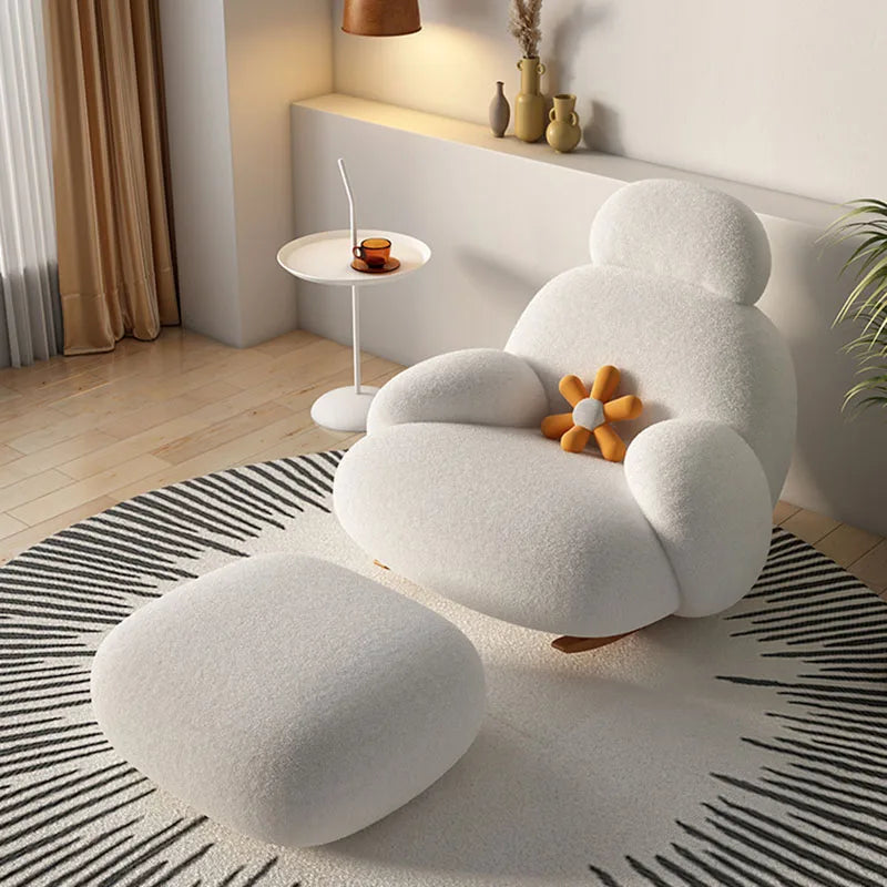 Fluffy White Wohnzimmerstuhl Modern Niedlich Boden Ergonomischer Wohnzimmerstuhl Lounge Relaxsessel Möbel Salon Home Möbel