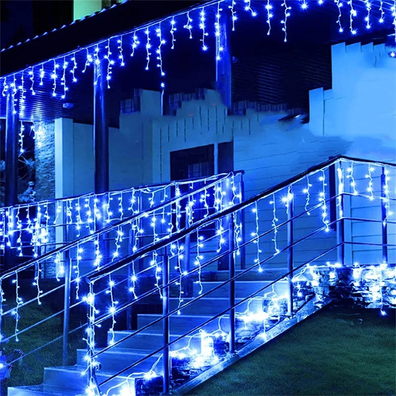 Weihnachtslichterketten Wasserfall Außendekoration 5M Abhänge 0,4-0,6m Led Lichtervorhang Lichterketten Partygarten Traufendekoration