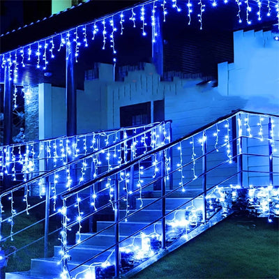 Weihnachtslichterketten Wasserfall Außendekoration 5M Abhänge 0,4-0,6m Led Lichtervorhang Lichterketten Partygarten Traufendekoration