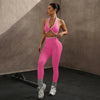 ZHEJIN 2 Piece Yoga Set Women Contrast Trim Halter Sports Bra High Waist Seamless Leggings Gym Workout Set Fitness Activewear Su