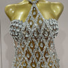 Sexy Sparkly Sequin Diamond Mesh Transparent Two Piece Set Women Celebrate Evening Party Birthday Dress Stage Photo Shoot Wear