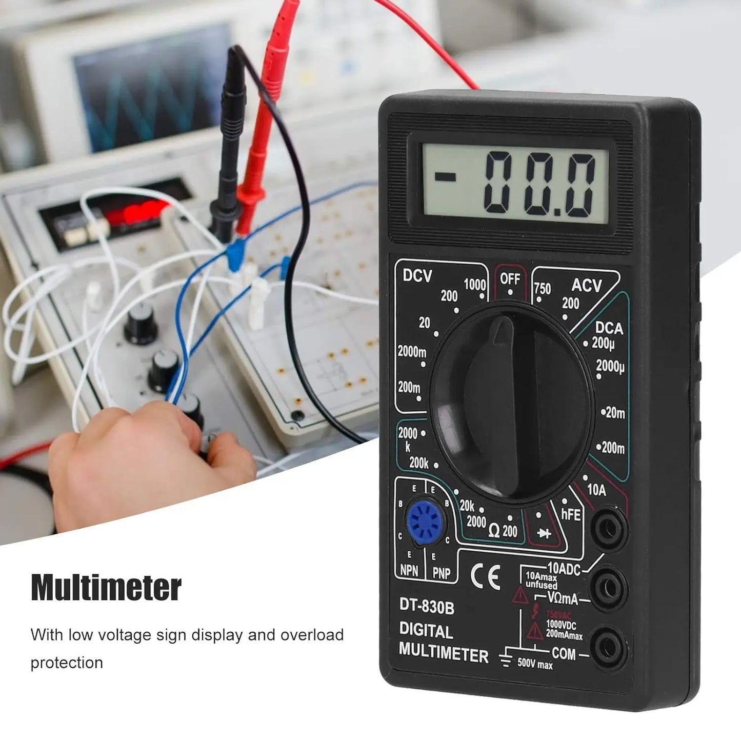 Digital-Multimeter-Tester, DT830B Elektrischer Voltmeter-Amperemeter, tragbares Volt-Multimeter, Autobatterietester, Stromkreistester