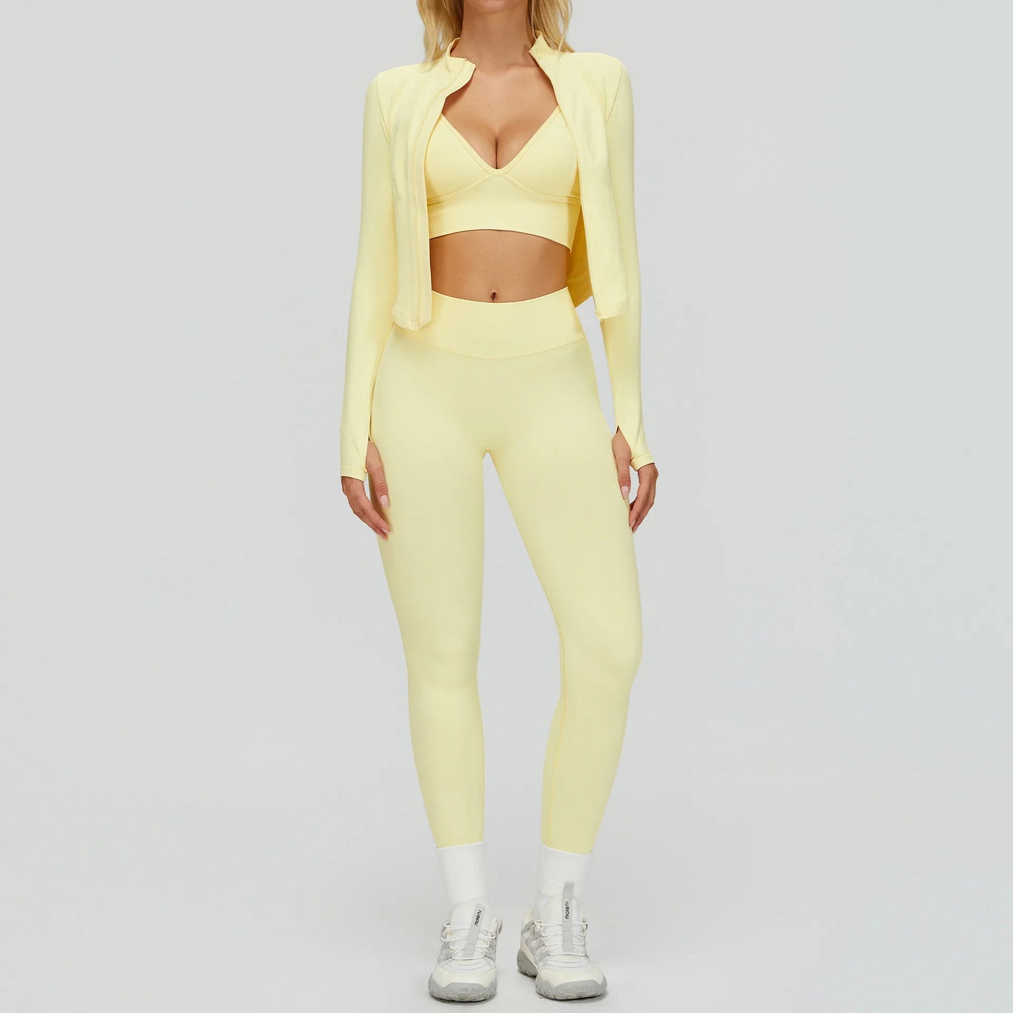 SWELTERING 2/3PCS Seamless Yoga Set Gym Clothes Sportswear Fitness Suits Women Workout Bra Crop Top Long Sleeve Sports Suits