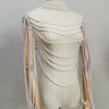 Women Pearl Tank Top Sexy Multiplayer Pearl Tassel Long Sleeve Bra Chains Camisole Necklaces Collar Partywear Crop Tops
