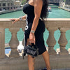 STYLISH LADY Letter Printed Hip Hop Dress 2025 Summer Women Sleeveless O Neck Bodycon Sexy Club Midi Split Vestidos De Festa