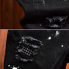 Fashion Trendy Slim Denim Jeans Men Distressed Ripped Holes Patches Spring Autumn Casual Design Korean Luxury Clothing Trousers